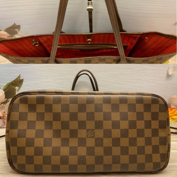 Louis Vuitton Neverfull MM Damier Ebene Cherry Red Tote Shoulder Bag(SP2068) - Picture 10 of 12